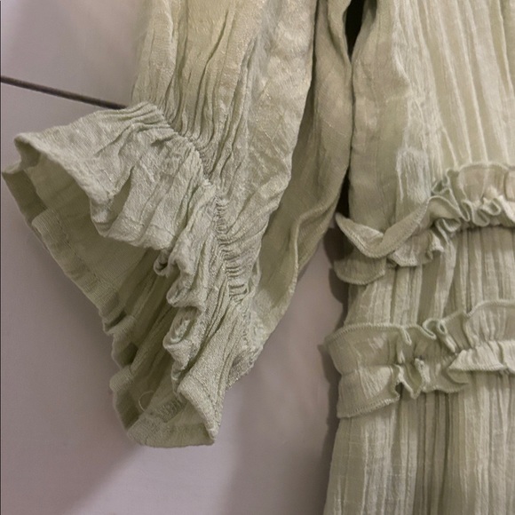 Sage Green Ruffle Maxi Dress Size S - Picture 3 of 6